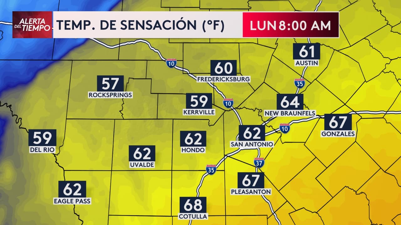 En cuanto a las temperaturas, 
<b>la sensación térmica será de 61 grados para Austin y apenas un grado más para San Antonio</b>. Recuerda llevar tu suéter antes de salir de casa.