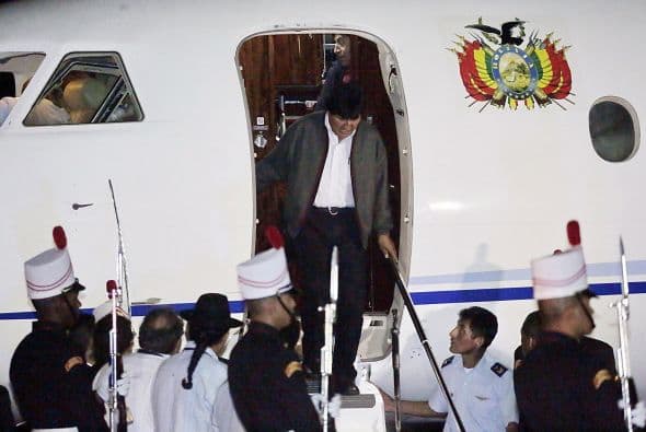 El arribo del presidente boliviano Evo Morales a la ciudad de Panamá.
