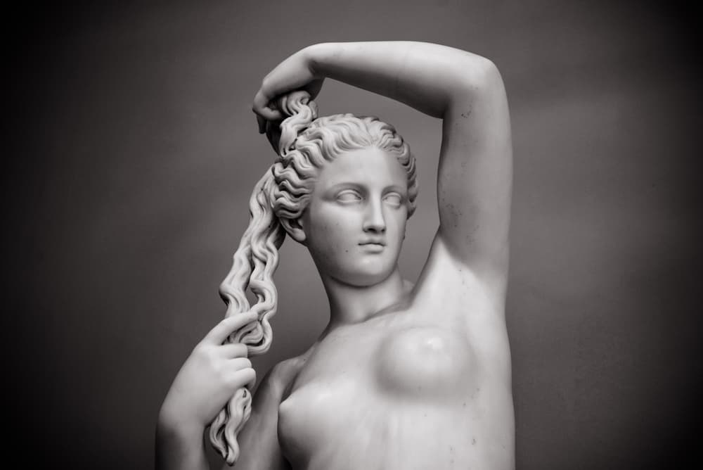 En la mitología griega, Venus es Afrodita, la diosa de la belleza y el amor, de cuyo nombre deriva la palabra afrodisíaco. Venus representa lo femenino, la mujer, la lujuria, el deseo físico, la seducción lujuriosa. En la mitología romana, Afrodita es Venus.