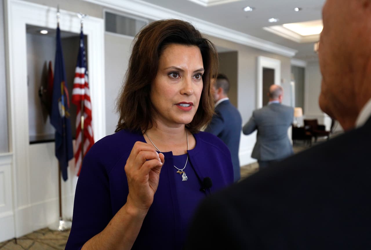 ✅ 
<b>Michigan |</b> FEMA dijo el 21 de agosto que aprobó los fondos al estado. En la foto, su gobernadora, la demócrata Gretchen Whitmer, en un evento el 8 de agosto del 2018.