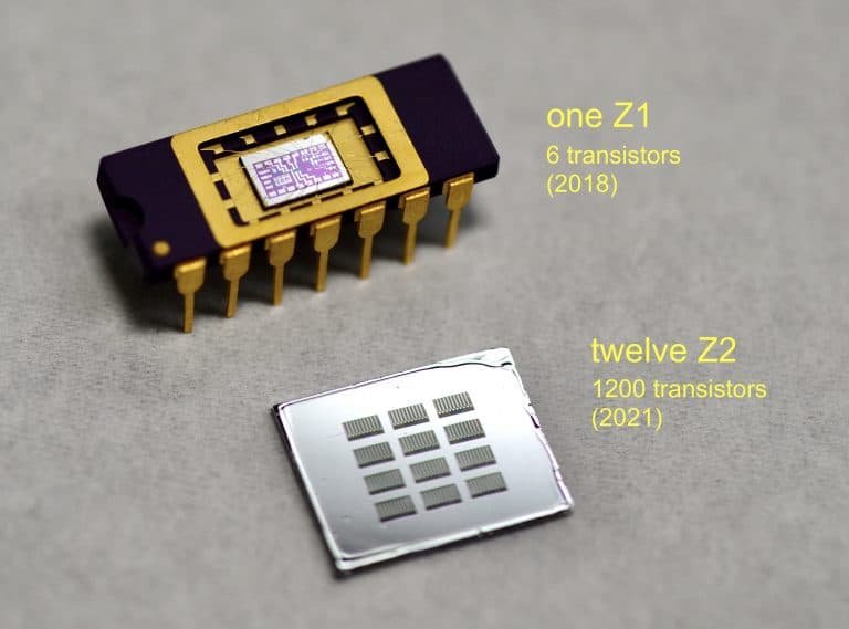 La diferencia en el número de transistores entre el primer chip creado por Zeloon y el segundo supera con creces lo que plantea la Ley de Moore.