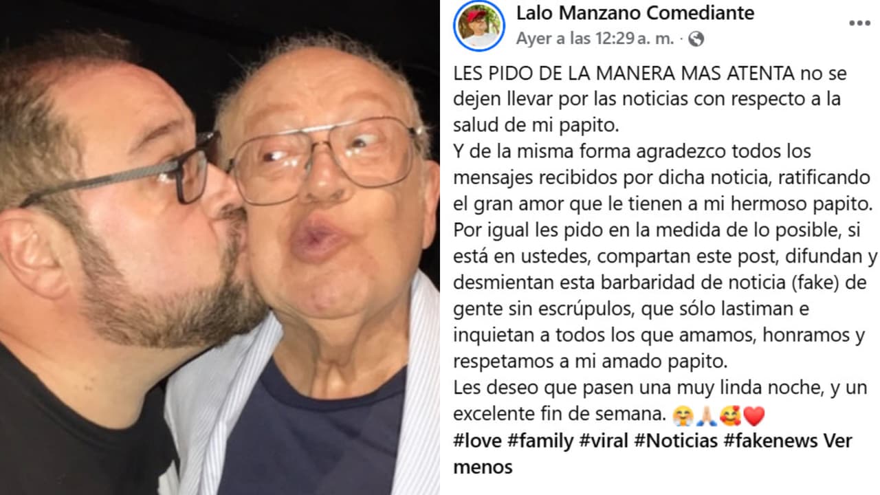 El hijo de Eduardo Manzano 'El Polivoz' desmintió con este mensaje la supuesta muerte del actor de 87 años.
