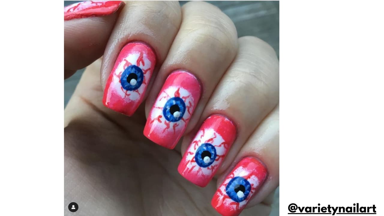 Diseño de uñas de ojos para Halloween