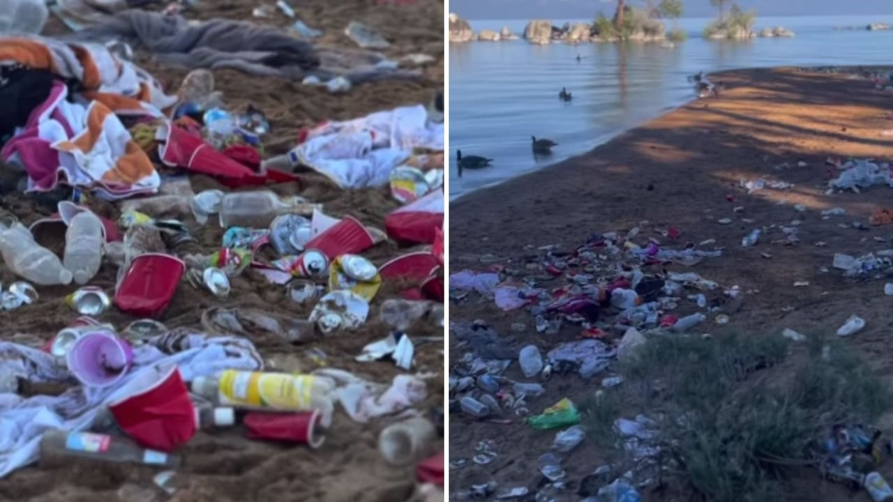 Miles de libras de basura: Así quedaron las playas de Lake Tahoe tras el 4 de julio