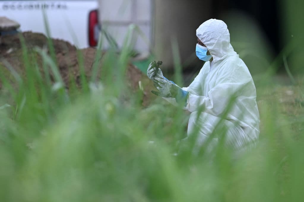 Científicos forenses, policías y funcionarios de la Fiscalía General de El Salvador en sus labores en la casa del expolicía.