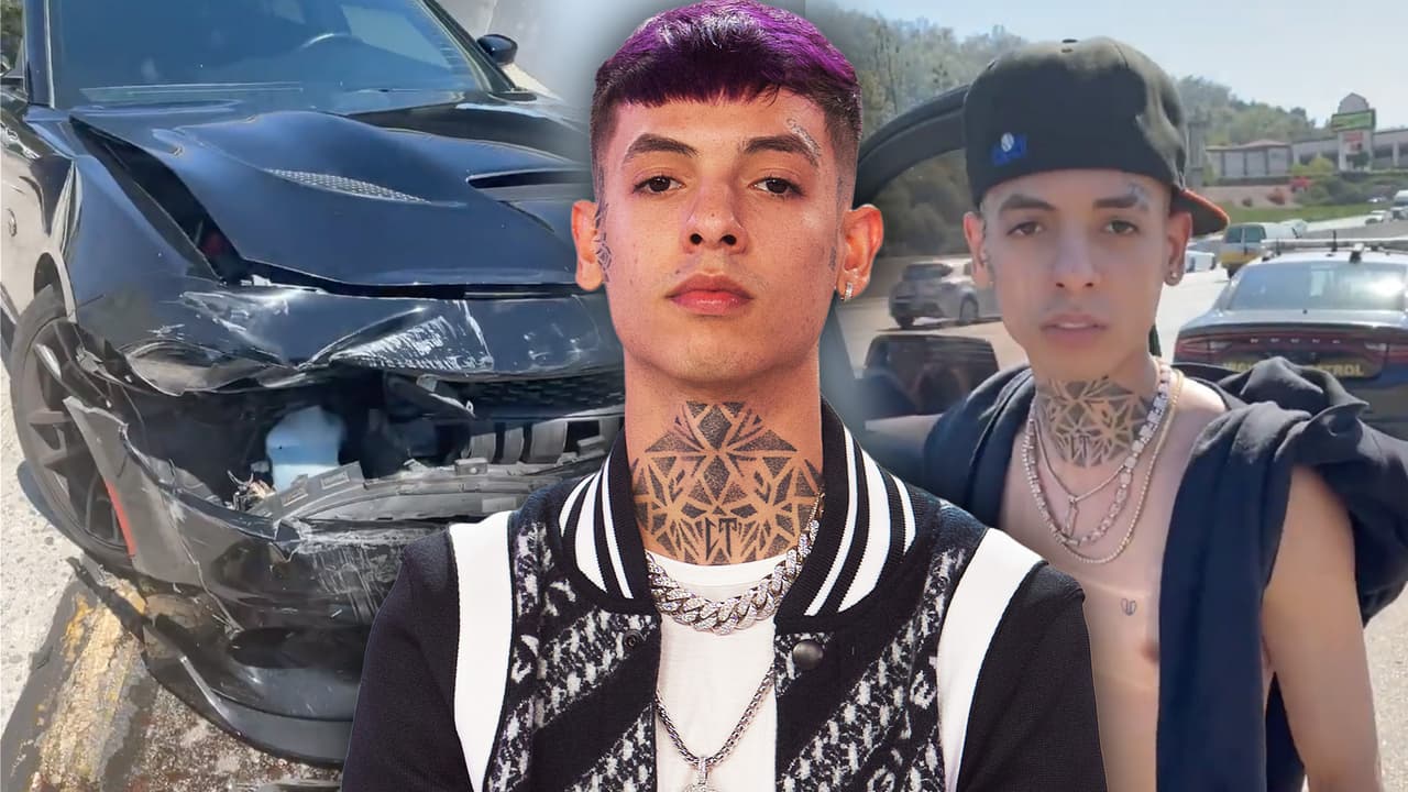"No estés grabando": Natanael Cano muestra los daños a un auto chocado tras aparatoso accidente