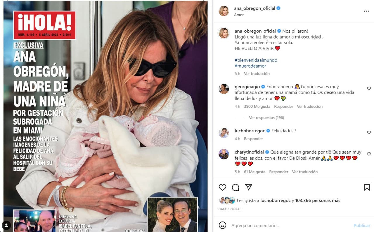 Con su decisión de 
<a href="https://www.univision.com/noticias/salud/madre-68-anos-actriz-espanola-ana-obregon-debate-bebe-madre-alquiler" target="_blank">ser madre a los 68 años con un viente de alquiler en EEUU</a>, la actriz española Ana Obregón puso sobre la mesa un dilema ético de múltiples aristas. Se trata de un asunto espinoso por muchas razones: 
<b>desde la figura misma de la madre de alquiler </b>(cuando una mujer se queda embarazada con un óvulo propio o ajeno y da a luz a un bebé para otra persona) en un mundo crecientemente globalizado a 
<b>la edad de la actriz. </b>
<br>
<br>Obregón confirmó la semana pasada que la pequeña fue fecundada con el esperma de su único hijo Aless Lequio, fallecido en 2020 a causa de un cáncer. 
<br>
