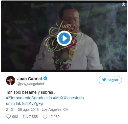 El último mensaje que el artista publicó en sus redes sociales parecía una despedida anticipada, pues agradeció a México la lealtad al 'Divo de Juárez'.