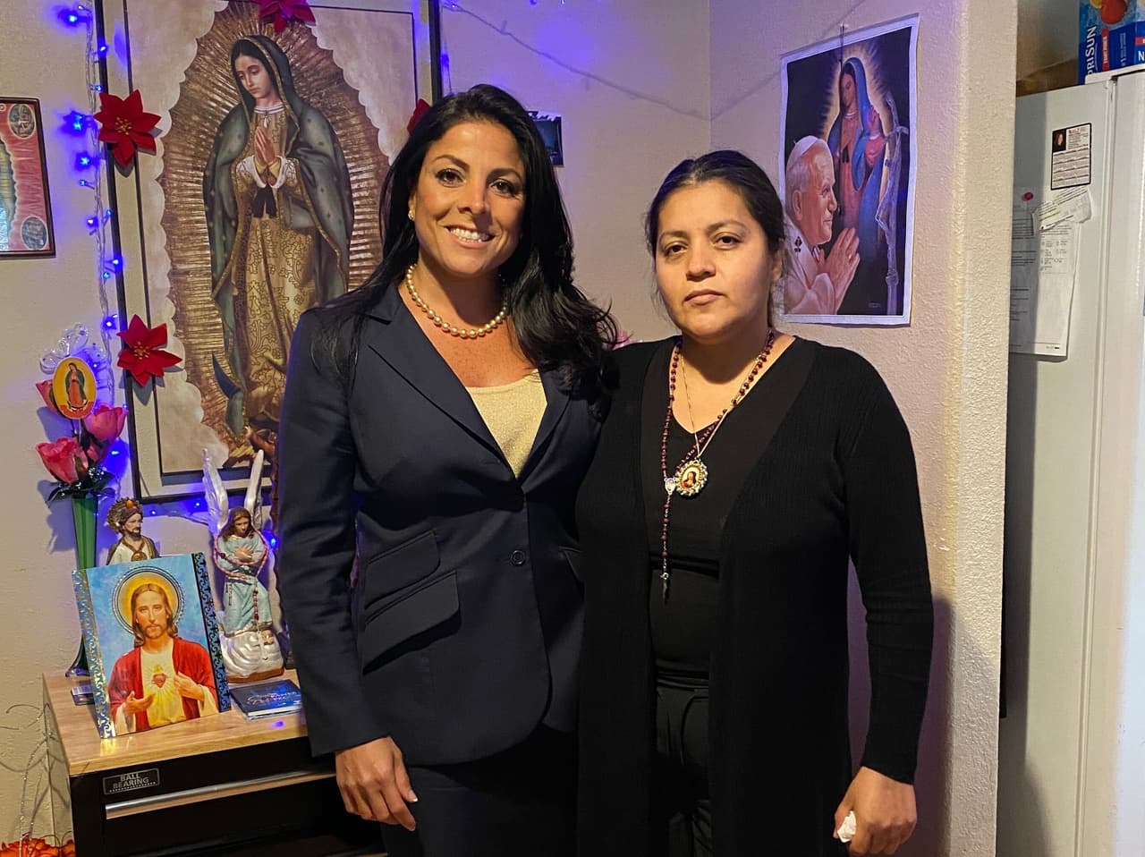 Lawyer Natalie Khawam with Vanessa's mother, Gloria Guillen.