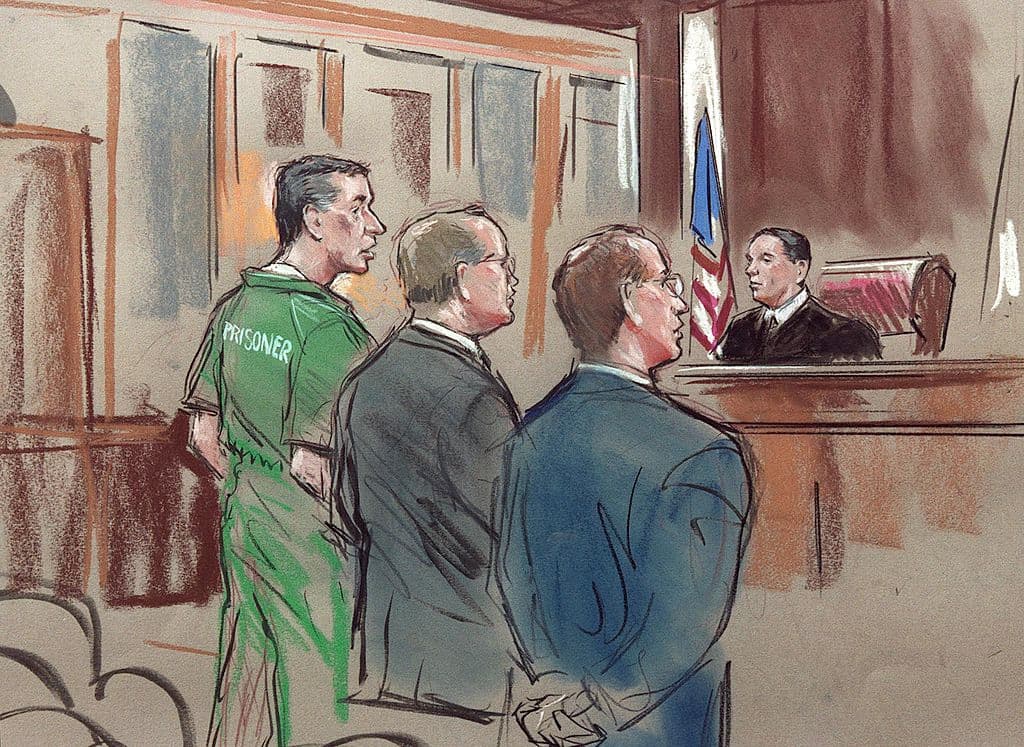 Una ilustración del juicio contra Robert Hanssen, del 31 de mayo de 2001.
