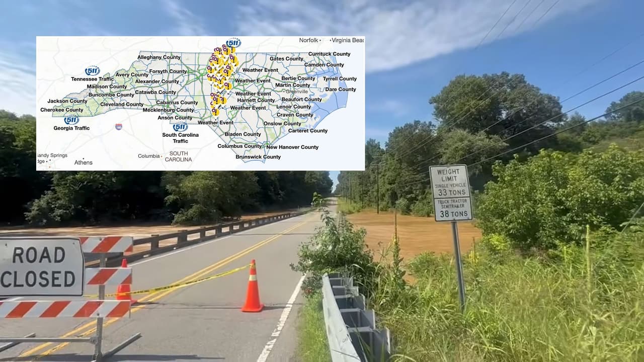 Más de 100 carreteras afectadas por inundaciones tras el paso de Chantal por Carolina del Norte