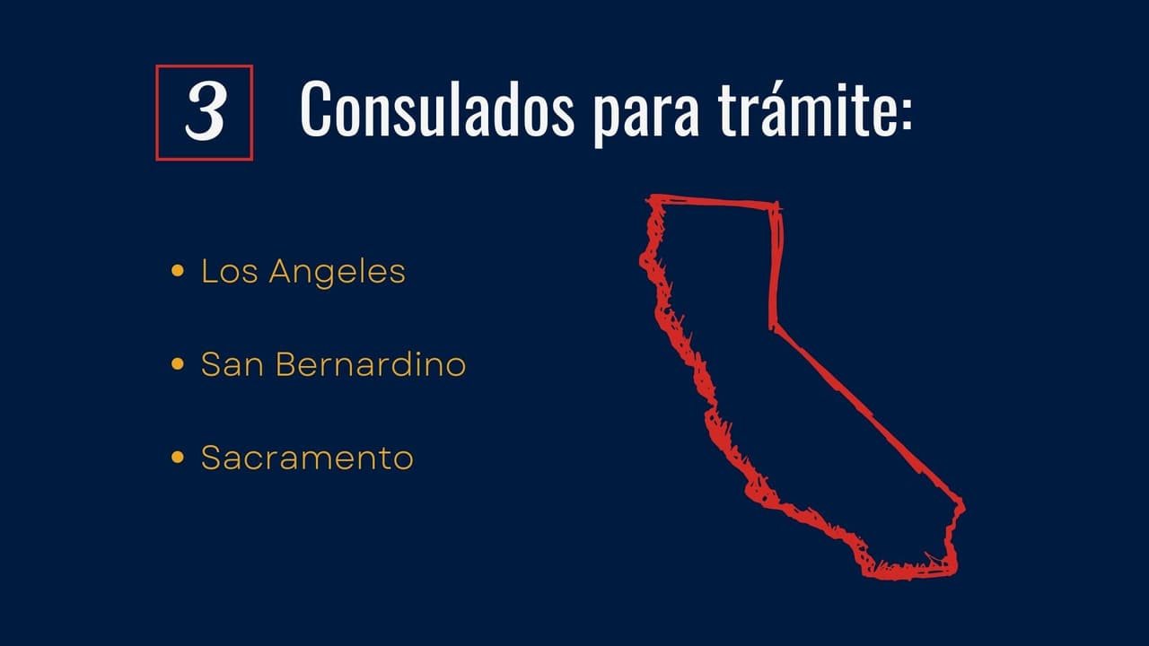 Este trámite solo se puede realizar en 3 consulados en California: Los Angeles, San Bernardino y Sacramento.