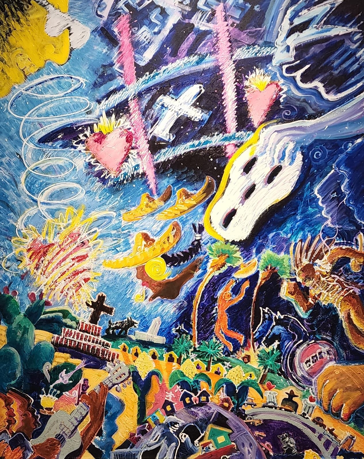 Marín recibió a Univision 34 en el nuevo museo en Riverside que lleva su nombre, donde se exponen cientos de obras que generosamente ha donado.
<br>
<br>Obra por Leo Limón. 
<i>Un poquito sol, 1991. </i>Acrílico sobre lienzo. Obsequio de Cheech Marín.