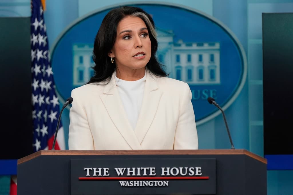 La directora de Inteligencia nacional, Tulsi Gabbard, durante su intervención el miércoles en la Casa Blanca.