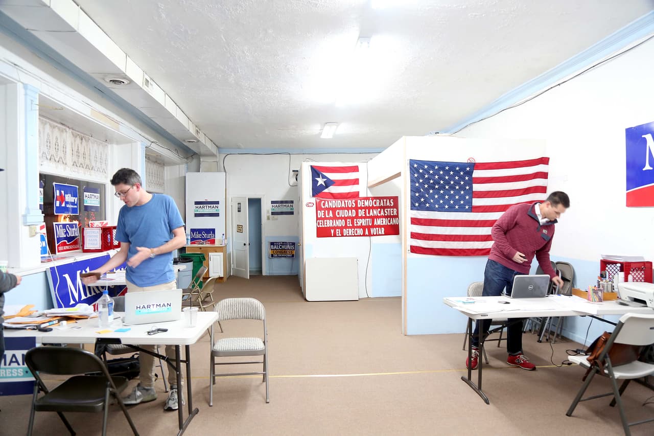 Oficina compartida por varias campañas demócratas al Congreso y Senado en Lancaster, Pennsylvania.