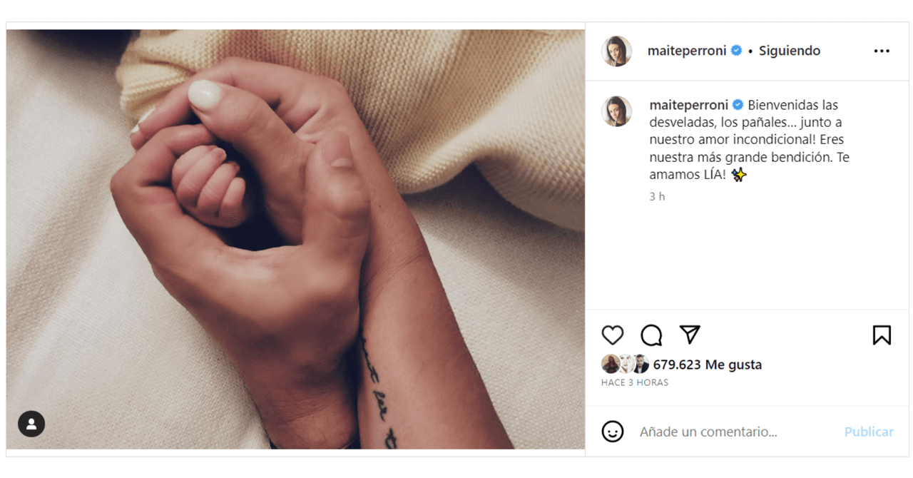 Maite Perroni y Andrés Tovar anunciaron el nacimiento de su hija Lía