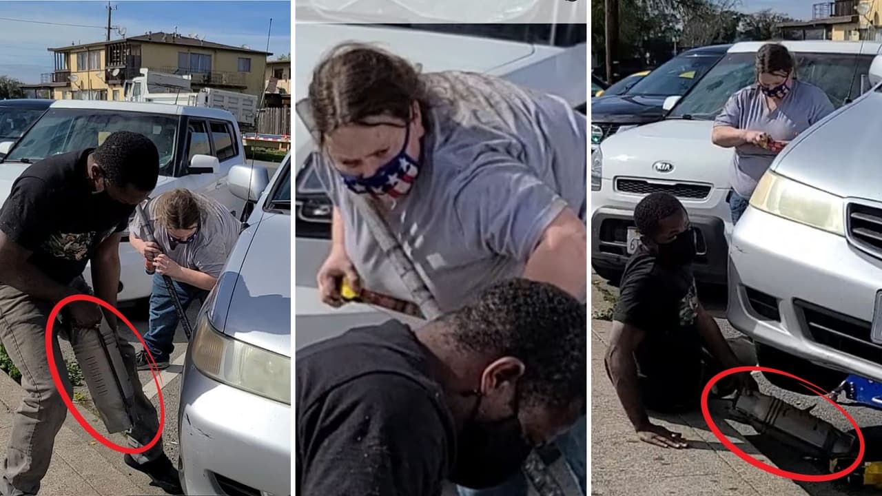 <b>Video.</b> Latina graba a ladrones robándole el convertidor catalítico en su propia cara