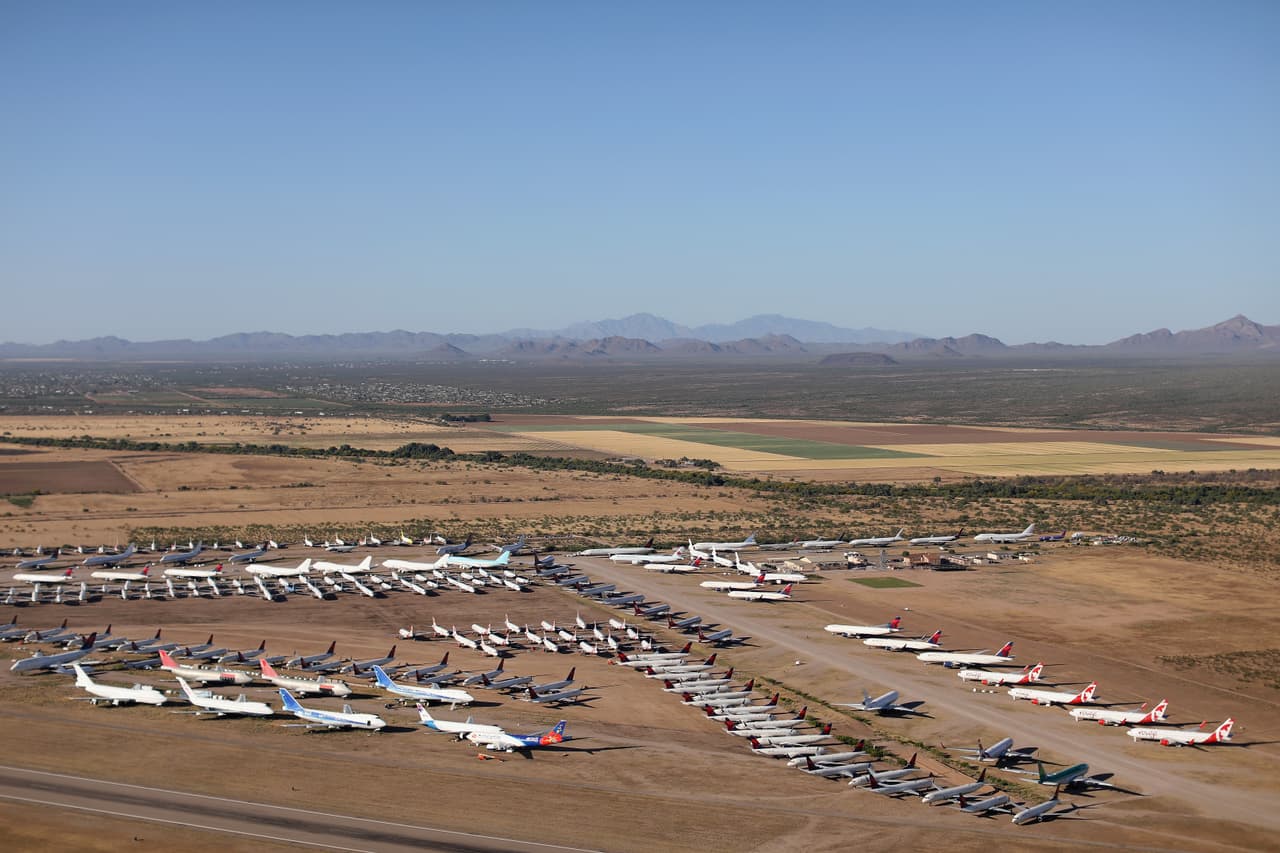 Este es el parque de aviones más grande del mundo y se encuentra en Marana, Arizona, cerca de Tucson.
