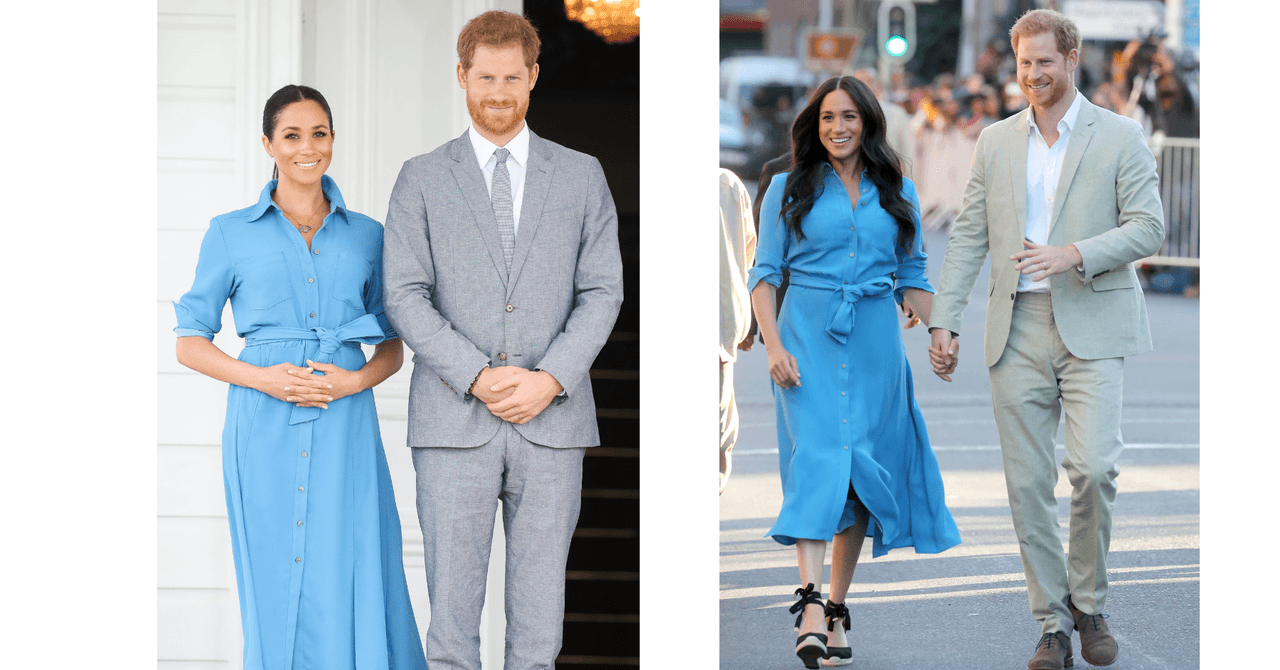 A pesar de que 
<a href="https://www.univision.com/famosos/la-polemica-salida-de-meghan-markle-y-harry-de-la-familia-real-britanica-ahora-tendra-pelicula-fotos">ya no forma parte oficial de la Corona británica</a>, 
<b>Meghan Markle</b> también llegó a repetir ‘outfits’. En el 2018, durante su tour por Fiji, Nueva Zelanda y otros países, llevó por primera vez un vestido azul de Veronica Beard, que repitió en septiembre del siguiente año.
<br>