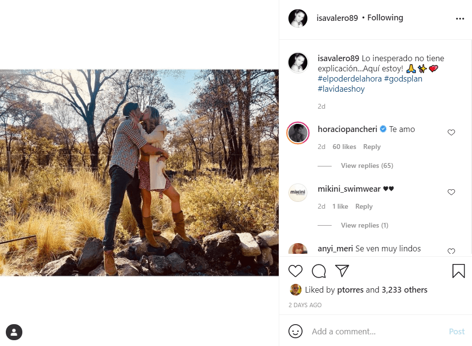 El mismo día Isa Valero confirmó su amor con esta fotografía: "Lo inesperado no tiene explicación... ¡Aquí estoy! #elpoderdelahora #godsplan #lavidaeshoy", escribió.
<br>