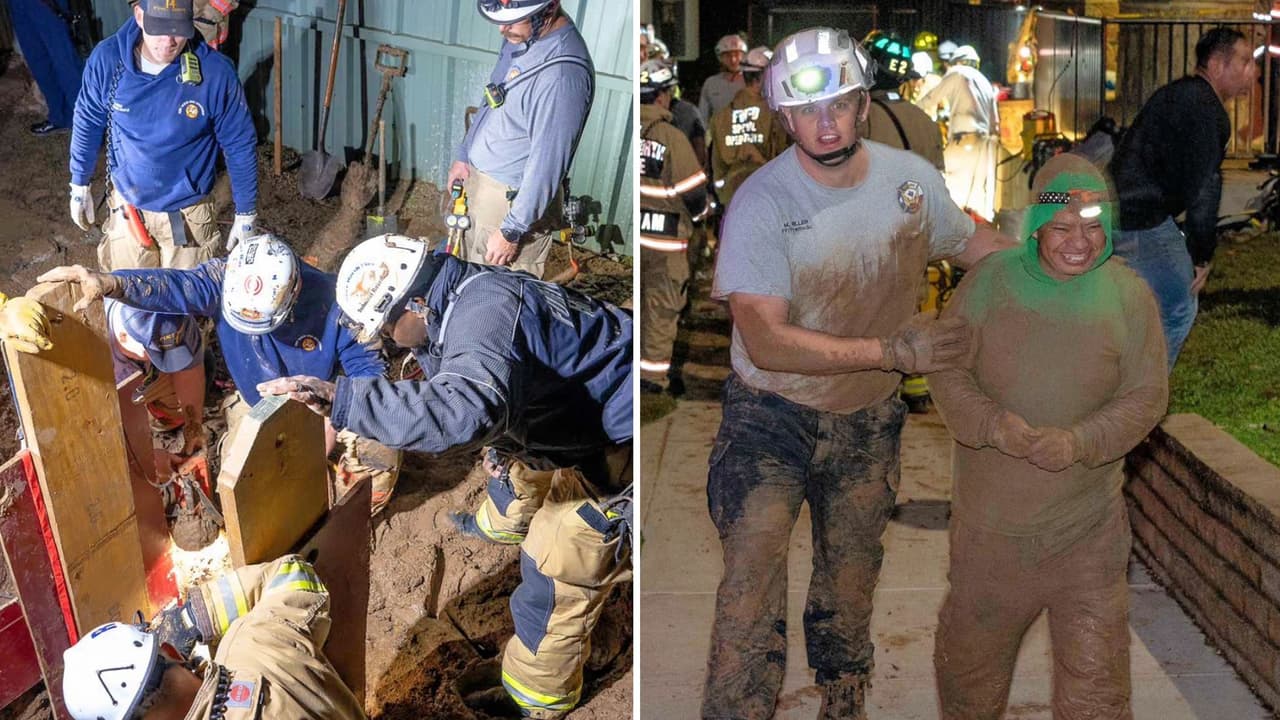 Rescatan a dos trabajadores atrapados por 90 minutos debajo de un edificio en Euless