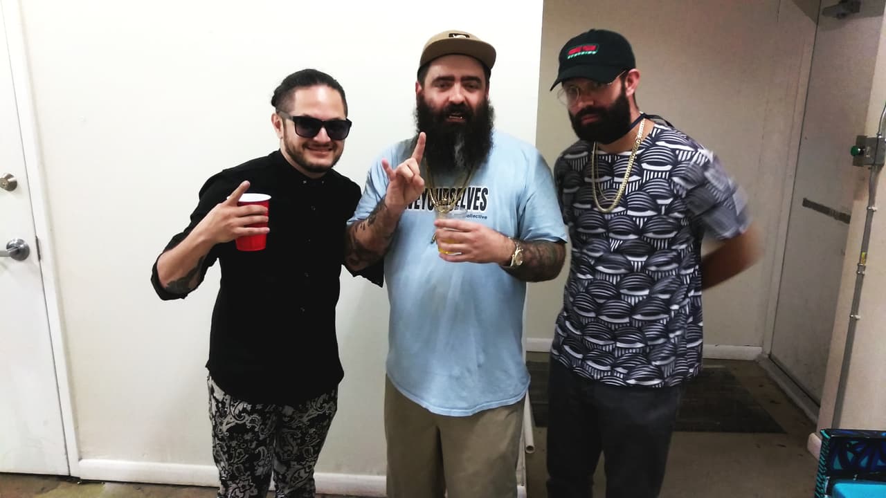 U-LAB resident artist Chato!, artist Ahol Sniffs Glue and U-LAB's Andrés Rivera.