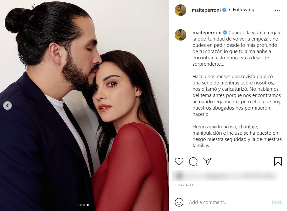 <b><a href="https://www.univision.com/shows/despierta-america/maite-perroni-confirma-su-noviazgo-con-el-exesposo-de-claudia-martin-video">Maite Perroni y Andrés Tovar confirmaron su noviazgo</a></b> el 20 de octubre a través de un comunicado en sus redes sociales.
<br>
