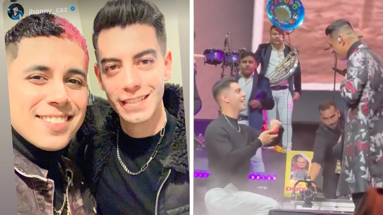 En pleno concierto de Grupo Firme, el novio de Jhonny Caz le propuso matrimonio