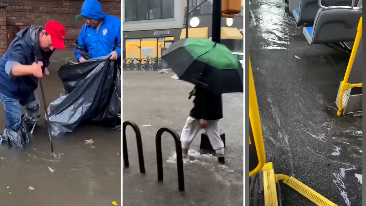 Las inundaciones provocadas por las lluvias que se presentaron durante este viernes en Nueva York trastocaron la rutina de los neoyorquinos. Varios de ellos captaron las inundaciones en calles y el transporte público con sus teléfonos. Se estima que las precipitaciones dejaron un acumulado superior a las 5 pulgadas.