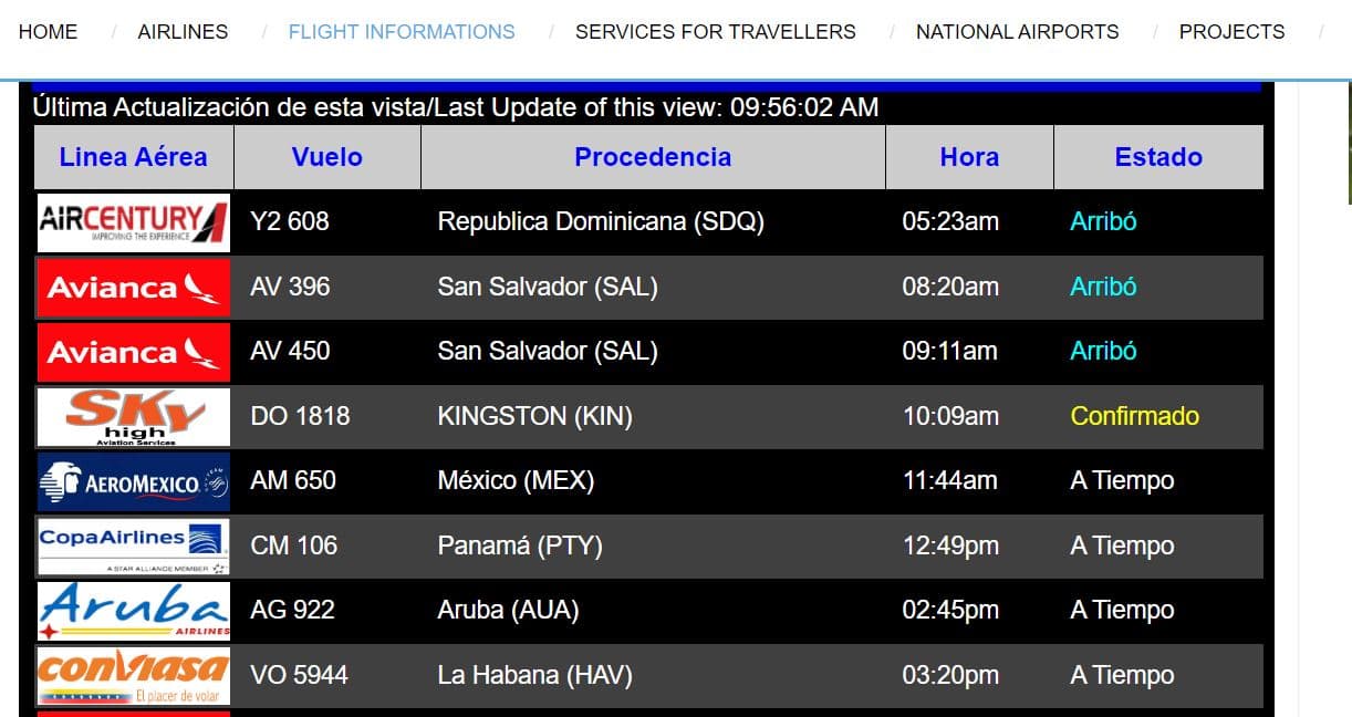 The arrivals board at Nicaragua's International Airports Administration Company (EAAI) shows half a dozen charter flights - Air Century, Sky King, Air Aruba, Conviasa - arriving in Managua from Cuba via different cities on a recent day in August.