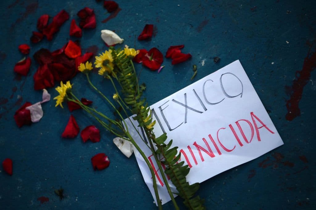El grupo de unas 20 mujeres se reunió en el monumento a la Constitución de la ciudad de San Salvador. Ahí instalaron 
<b>un altar dedicado a la mujer de 36 años</b> quien fue sometida el sábado por cuatro policías, quienes, según la Fiscalía del estado, le fracturaron varias vértebras, lo que le causó la muerte. En uno de los carteles expuestos se lee la leyenda 
<b>"México Feminicida"</b>.