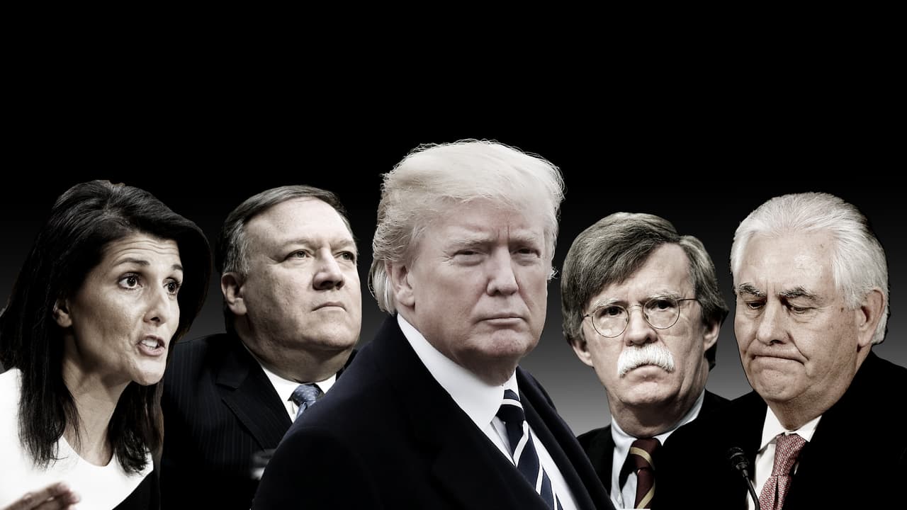 Donald Trump y su equipo de política exterior. De izquierda a derecha: embajadora en la ONU Nikky Haley, director de la CIA Mike Pompeo, asesor de Seguridad Nacional John Bolton y el ex secretario de Estado Rex Tillerson.