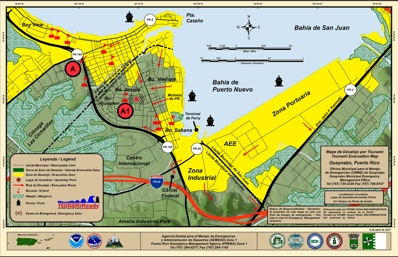 Mapa de desalojo de Guaynabo