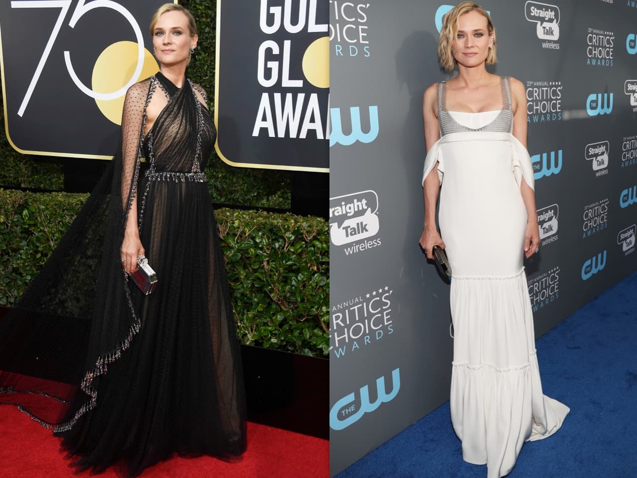 Diane Kruger también alzó su voz contra los abusos durante la premiación de los Globos de Oro y luego optó por un vestido blanco de la diseñadora Vera Wang.