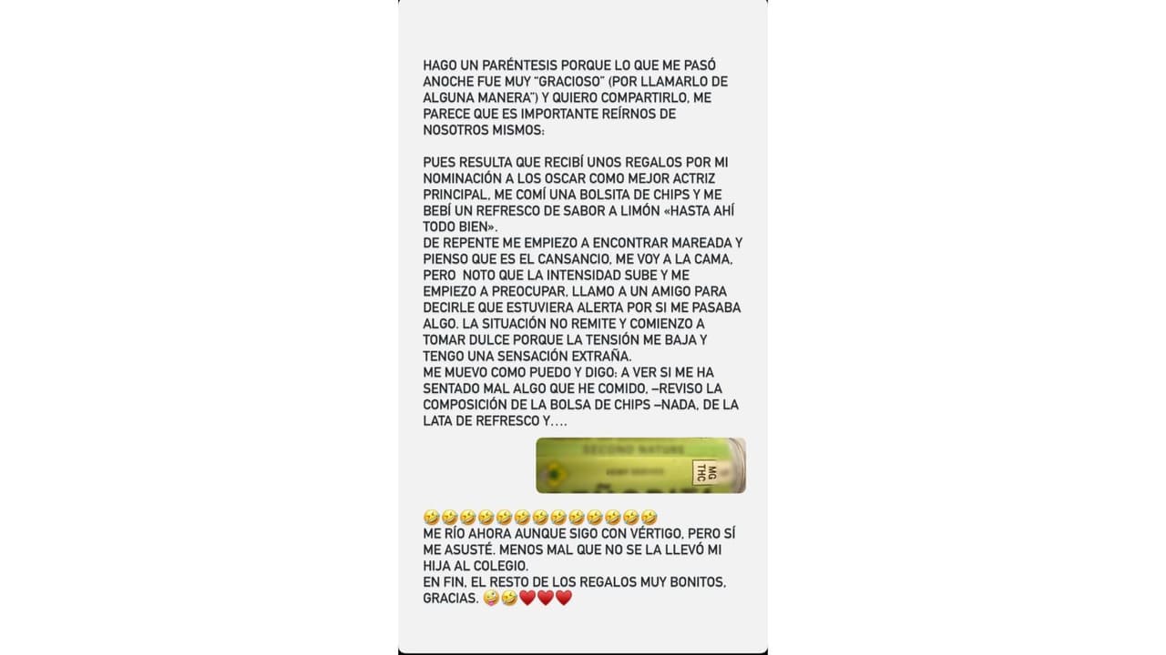 La actriz vivió un desafortunado episodio con una bebida.