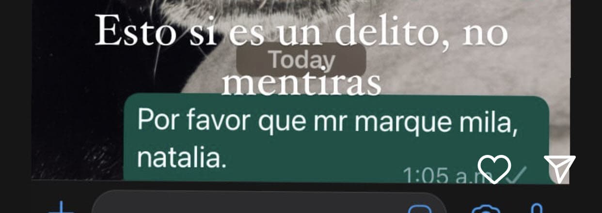 El desesperado padre de 24 años puso la siguiente frase encima de la captura de pantalla: "
<b>Esto sí es un delito</b>, no mentiras", haciendo referencia al supuesto impedimento de Subtil por pasarle a su hija. 
<br>