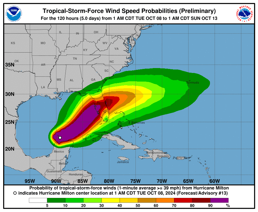 Mapa de probabilidad de vientos del CNH.