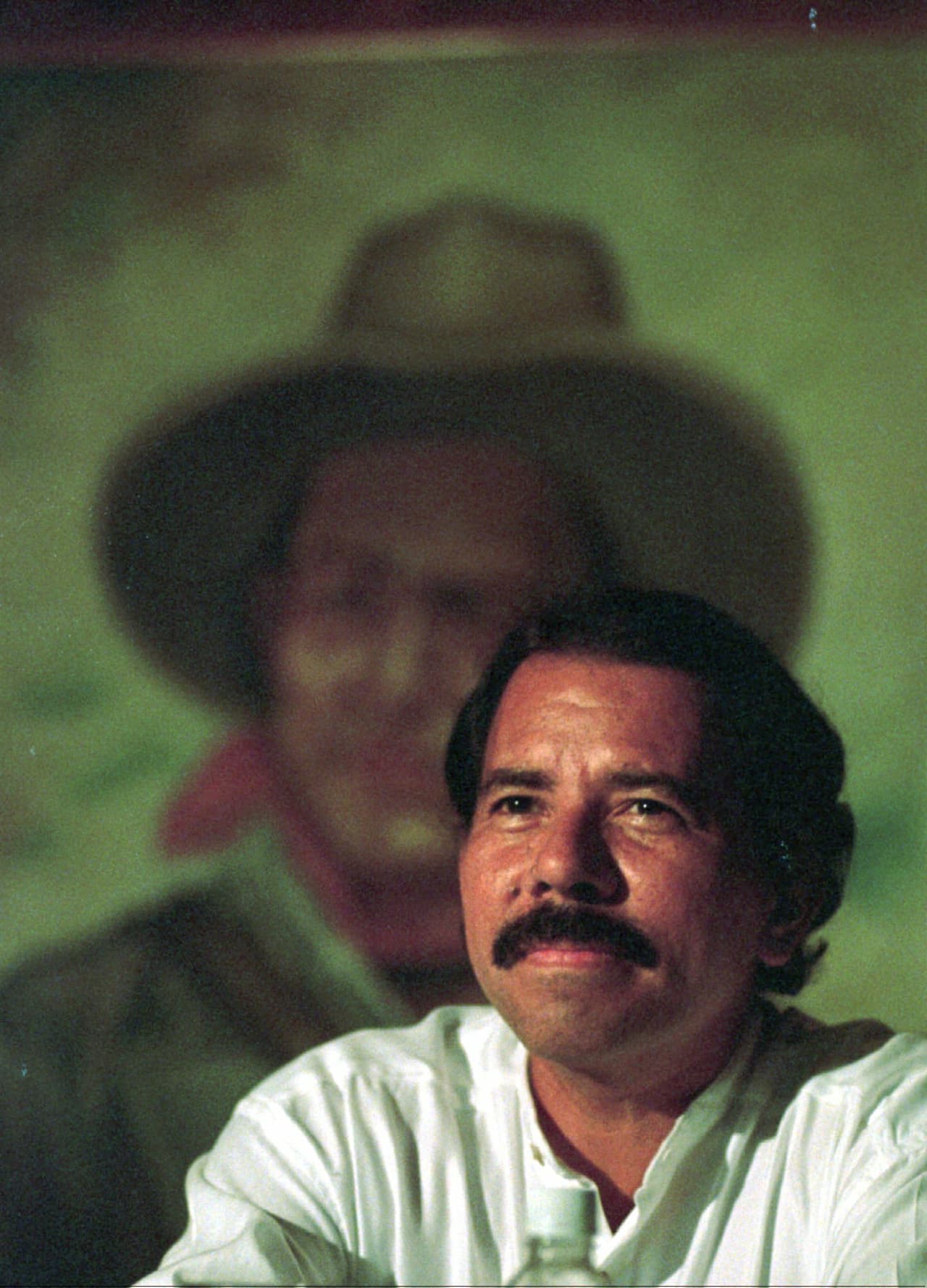 Daniel Ortega preparing to attend a special session of the Sandinista party assembly to discuss the results of the 1996 general elections, where they lost the presidency of the country for a second time.
