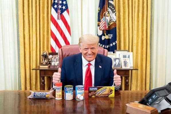 Trump se suma a Ivanka y aparece como modelo de productos Goya (desafiando las normas éticas del gobierno)