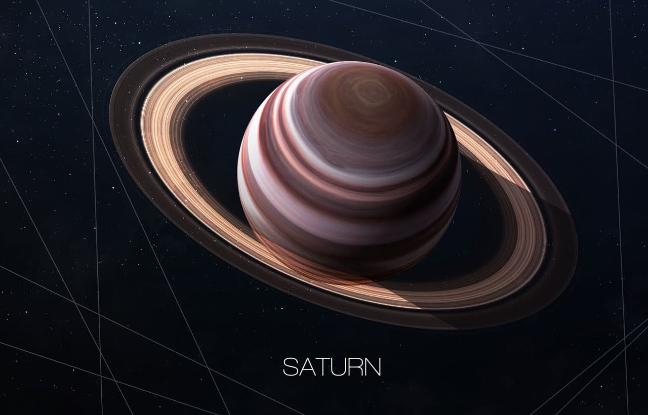 <b>SATURNO</b>
<br>El segundo planeta más grande del sistema solar, con unos 121,000 kilómetros, está a una distancia de 1.4 mil millones de kilómetros de distancia del Sol. A pesar de su gran tamaño, gira muy rápido sobre sí mismo, y solamente necesita unas diez horas para su rotación. Sus anillos que lo rodean están compuestos mayormente de partículas de hielo y polvo.