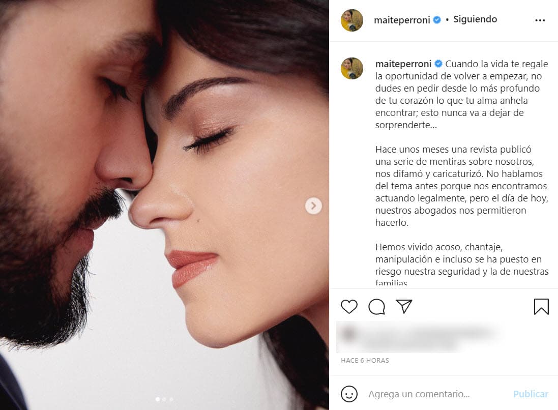 Maite Perroni y Andrés Tovar confirmaron su relación cuatro meses después de que la cantante fuera 
<b><a href="https://www.univision.com/famosos/maite-perroni-andres-tovar-novio-escandalo-claudia-martin-esposo">señalada como la culpable del divorcio</a></b>.
<br>