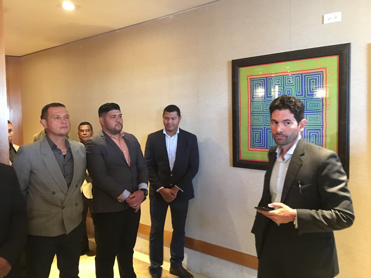 Hotel majority owner, Orestes Fintiklis, (right) has his access to the hotel offices blocked on Monday by Trump security guards. The guards later vanished after a judge intervened and removed the Trump Organization from management of the hotel.