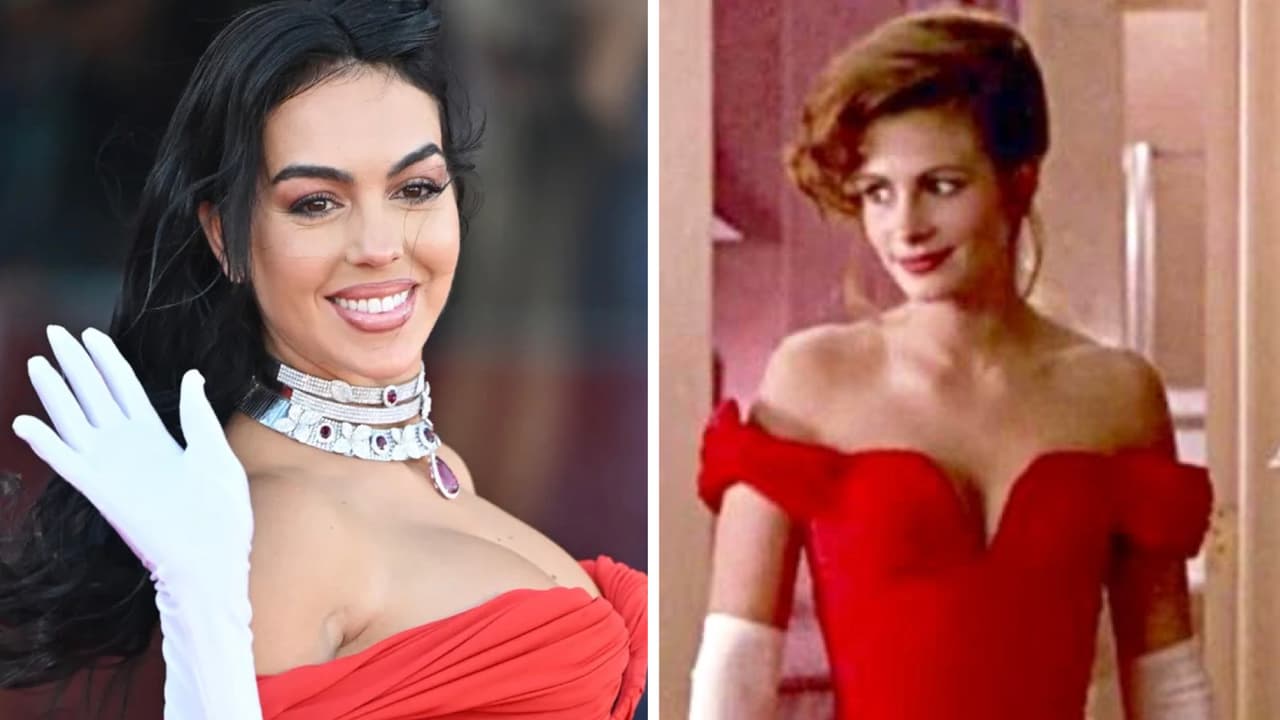 Georgina Rodríguez 'copia' el outfit de 'Pretty Woman', pero sus zapatos dan mucho de qué hablar