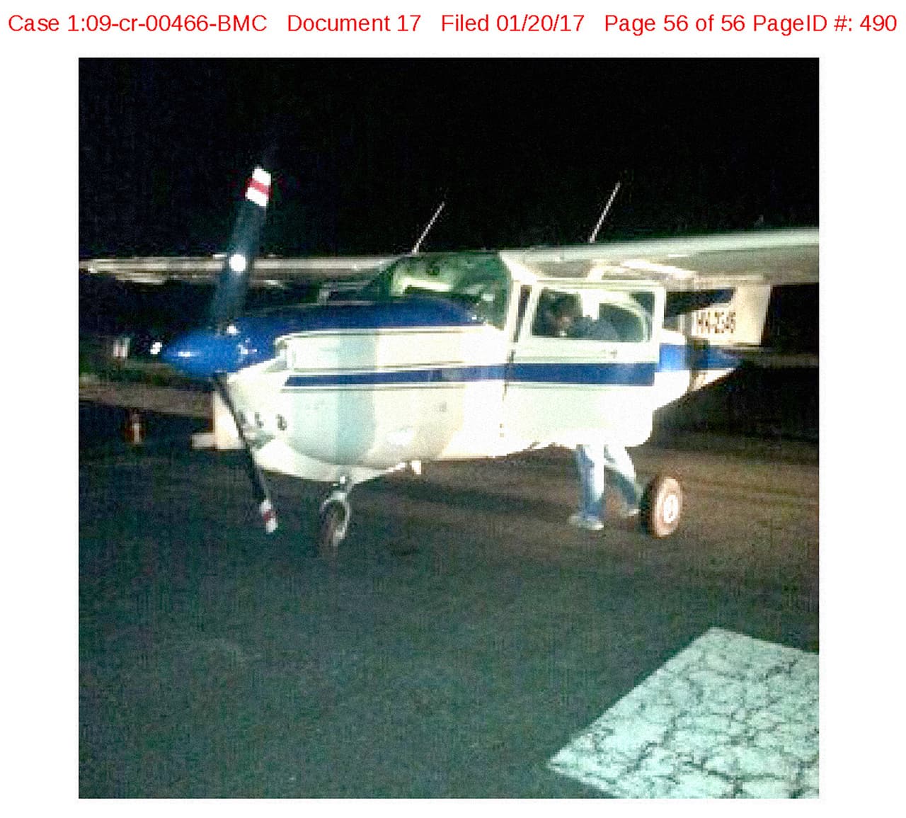 La aeronave que presuntamente pertenece al Cártel de Sinaloa y fue capturada en Colombia. Parte de la evidencia 11.