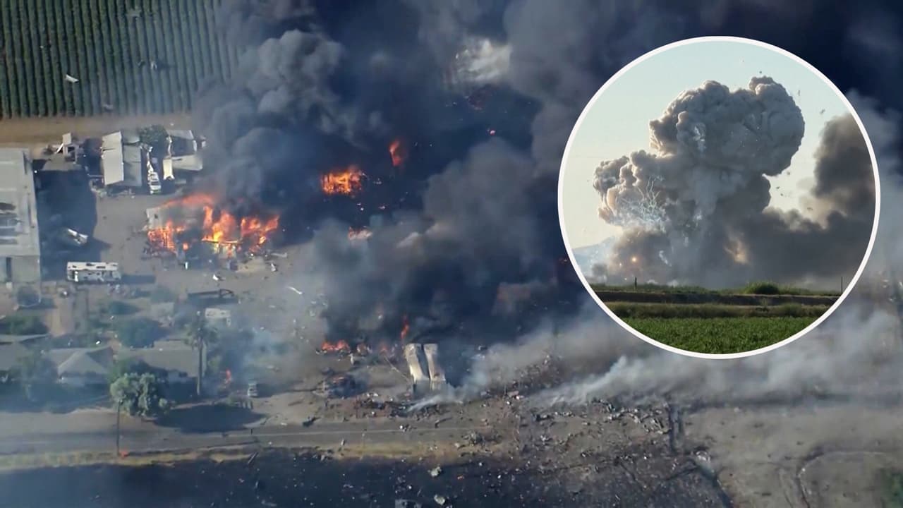Explosión en almacén de fuegos artificiales en California lanza columna de humo al cielo