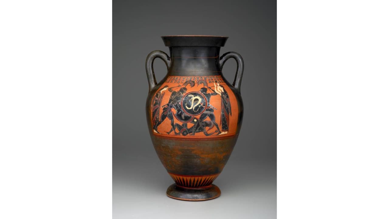 Esta pieza llamada 
<b>"Black Figure Panel Amphora"</b> es del siglo 6 de Grecia y fue hallada en un sepulcro romano en Montalto di Castro al norte de Roma en Italia. Está 
<b>valorada en millones de dólares </b>y es una de las piezas más costosas que fue dañada por Brian Hernández, de 21 años.