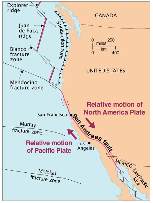 La cantidad de volcanes y sismos en esta área se deben al movimiento de las placas tectónicas. Por ejemplo, “la zona de falla de San Andreas separa las placas del Pacífico y América del Norte, que se mueven lentamente en dirección norte-sur”, 
<a href="https://pubs.usgs.gov/gip/dynamic/tectonics.html#anchor24562816" target="_blank">explica el USGS</a>.
