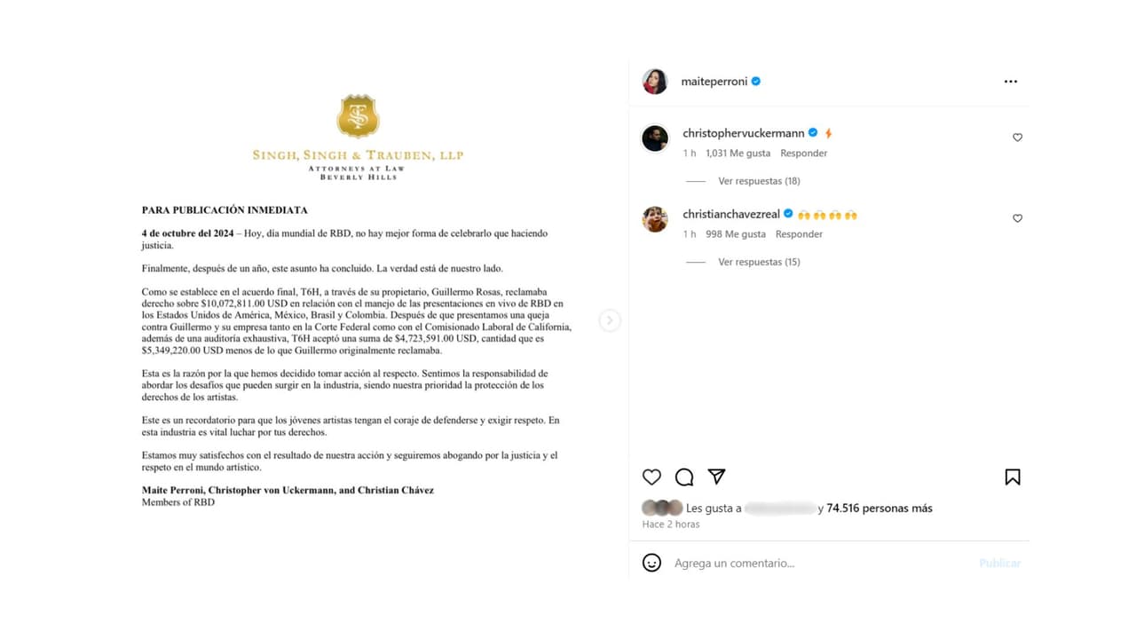 RBD confirma desfalco millonario de su exmánager, Guillermo Rosas.