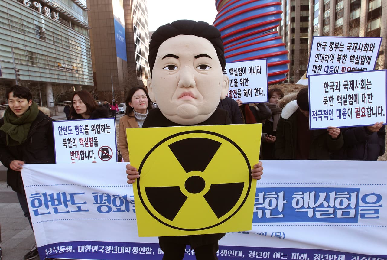 Protestas en Seúl por la prueba nuclear en el Norte