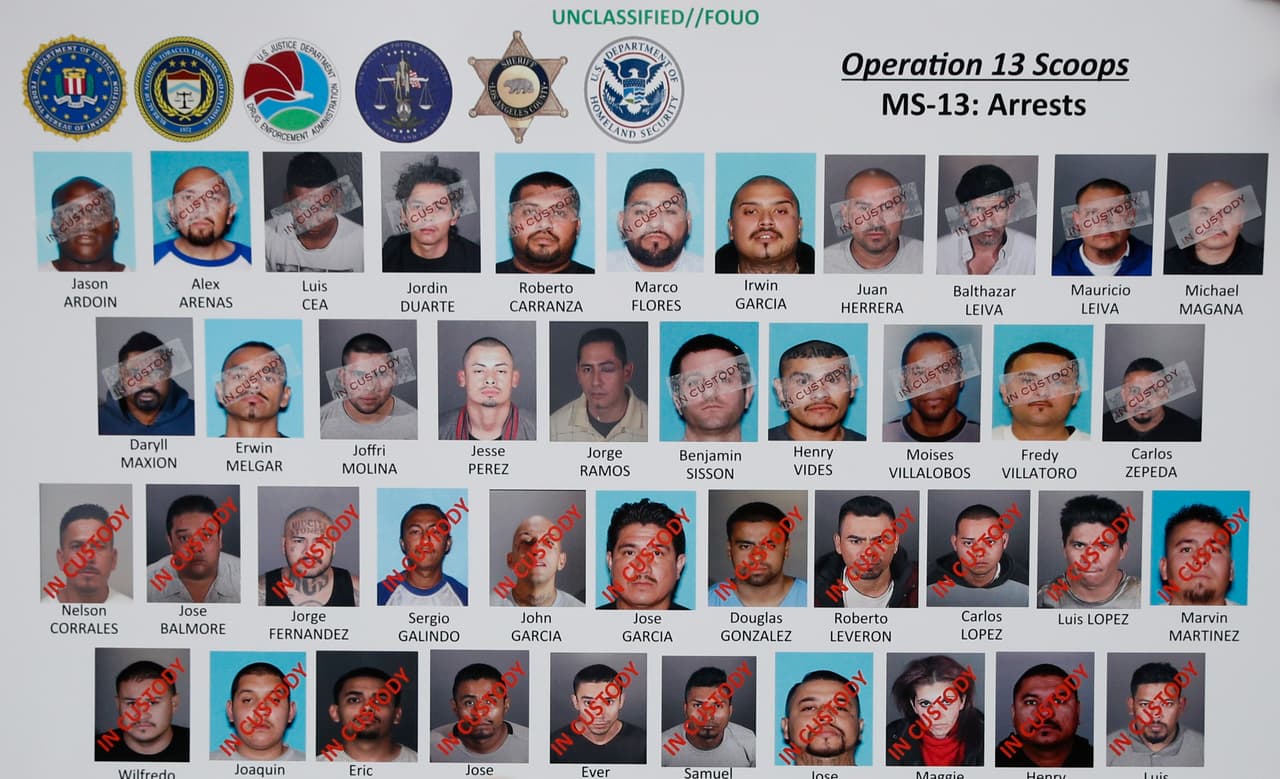 Varios cabecillas de la pandilla MS-13 en Los Ángeles fueron arrestados en 2017, incluyendo a Mauricio Leiva.
